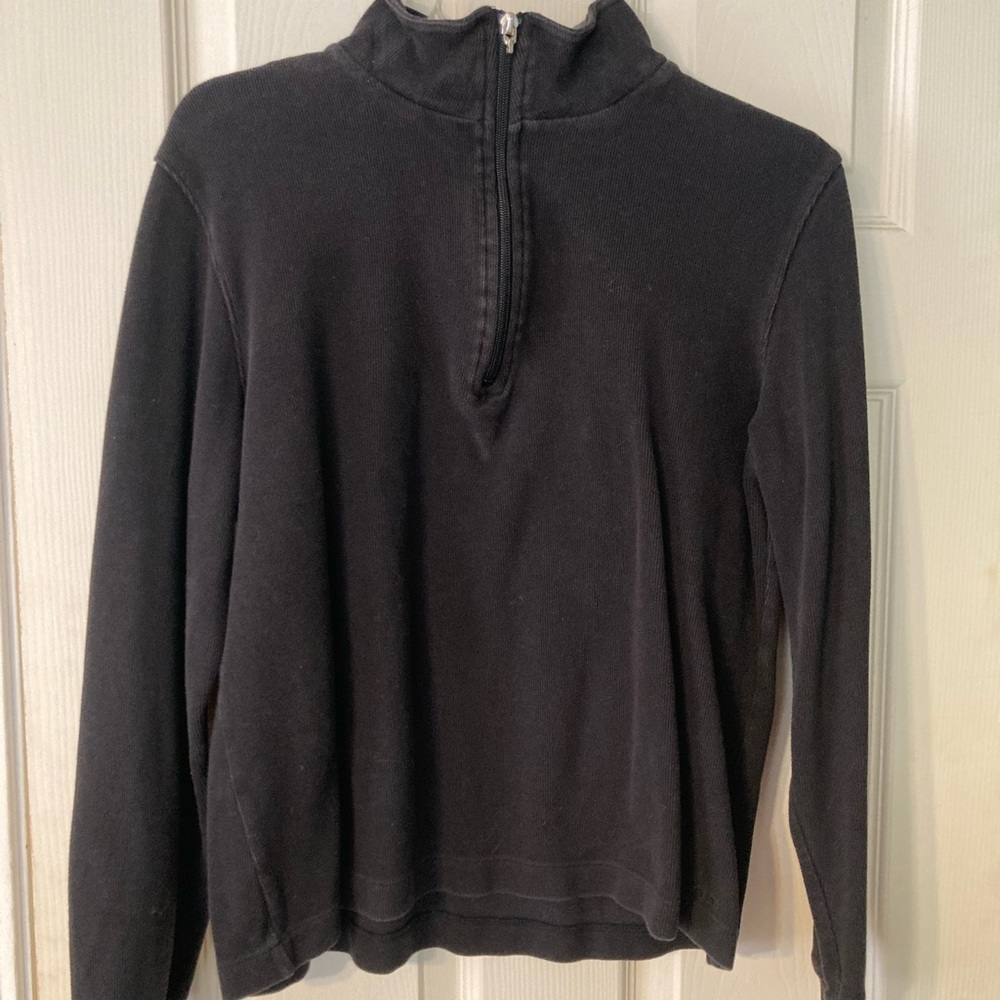 Ladies Izod 1/4 half zip long sleeve pullover faded black size medium